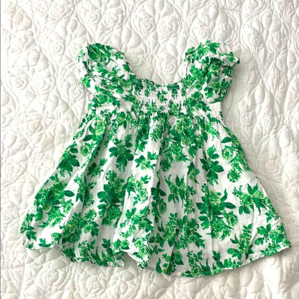 Janie and Jack White and Green Floral Dress